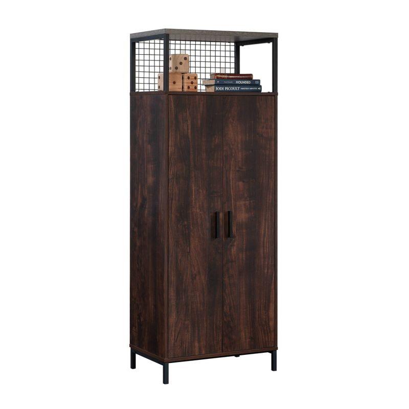 Tall Gray and Walnut Office Storage Cabinet with Adjustable Shelving