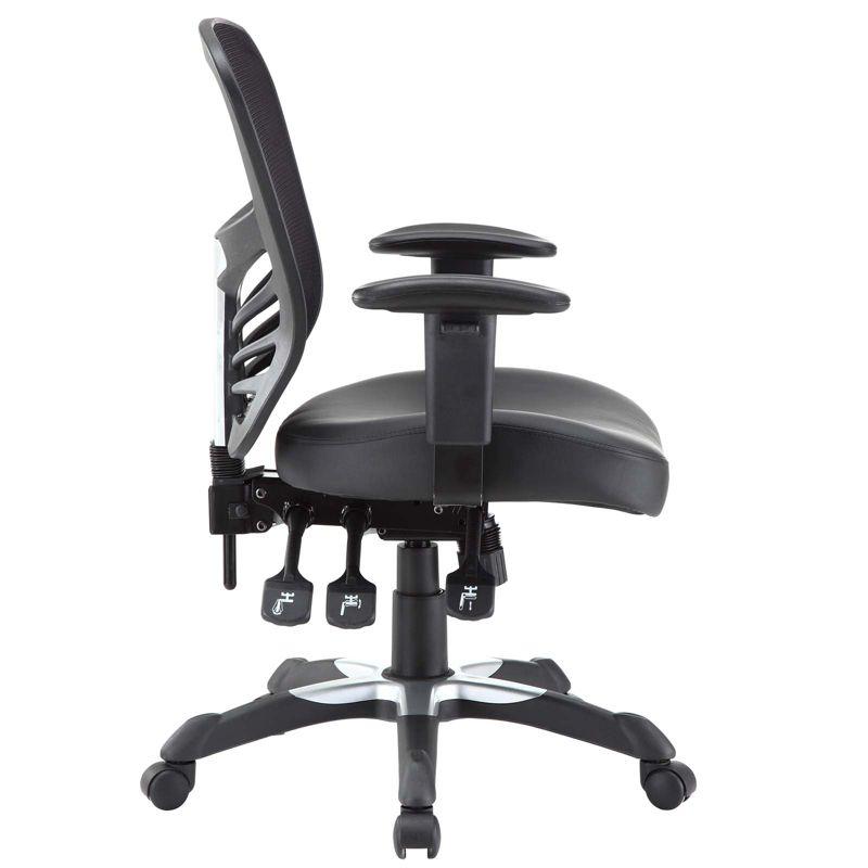 Articulate Mesh Office Chair Black Vegan Leather - Modway: Ergonomic, Adjustable Arms, Swivel, 330lb Capacity