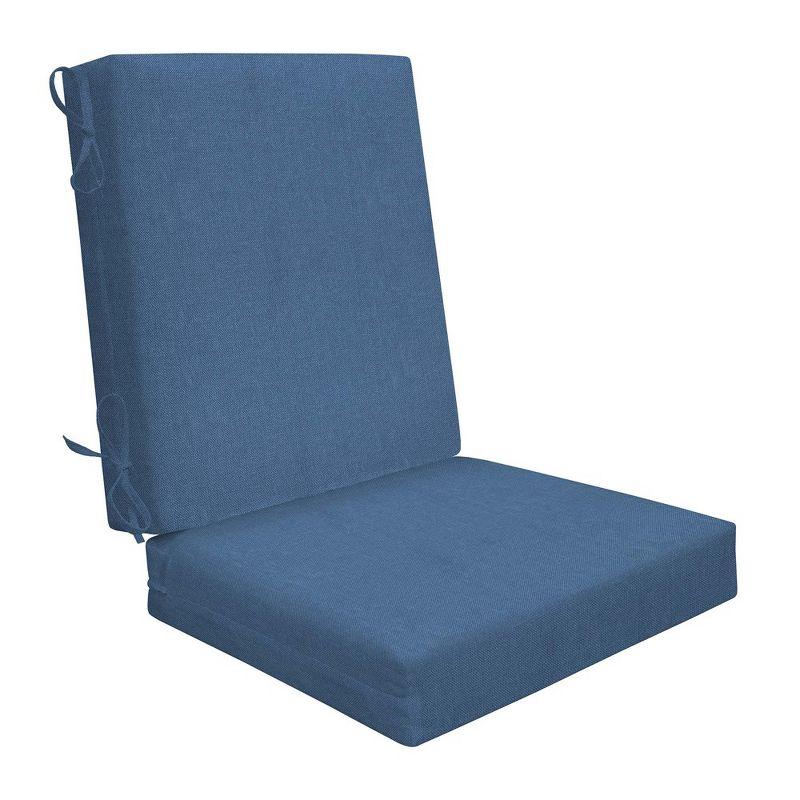 Honeycomb Outdoor Highback Dining Chair Cushion - Textured Solid Pacific Blue