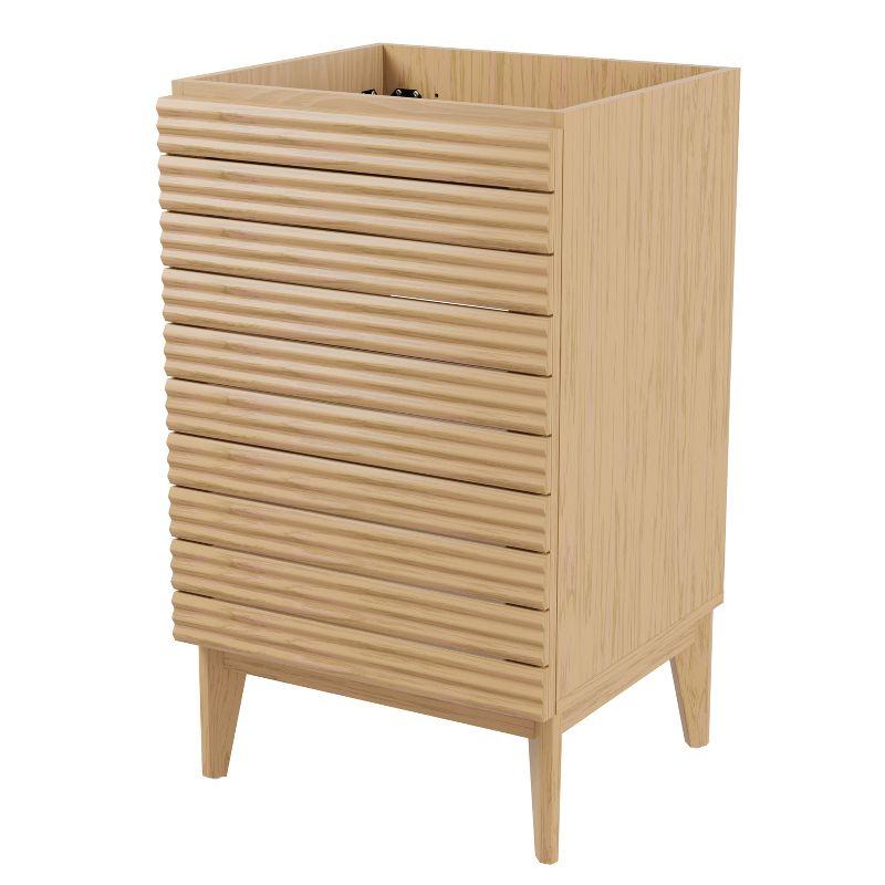 Calandre 20'' Oak Modern Farmhouse Slat Bath Vanity Cabinet