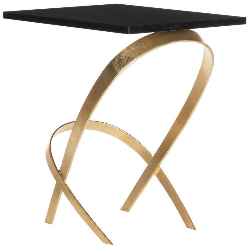 Dovie Gold Leaf Glass Top Side Table - Black - Safavieh.