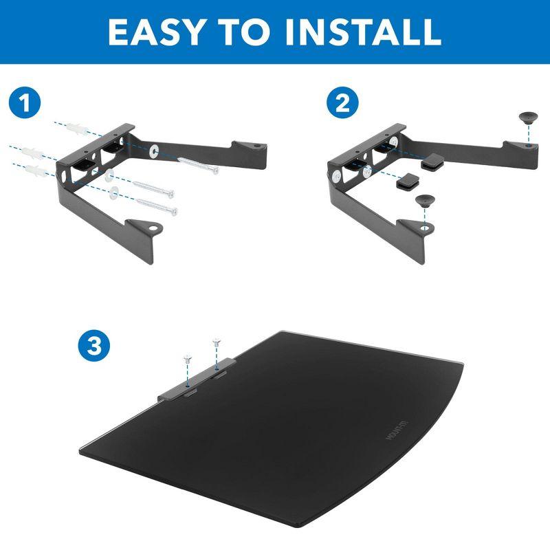 Mount-It! Tempered Glass Cable Box Wall Mount Shelves for AV, Electronic Components, Gaming Consoles