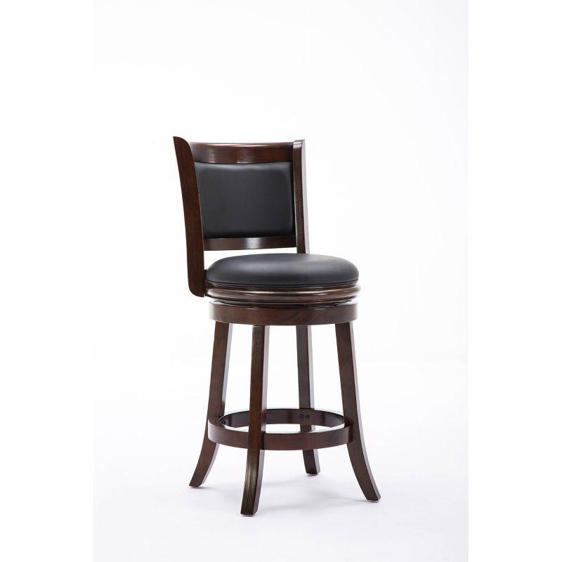 24" Cappuccino Swivel Wood and Faux Leather Barstool