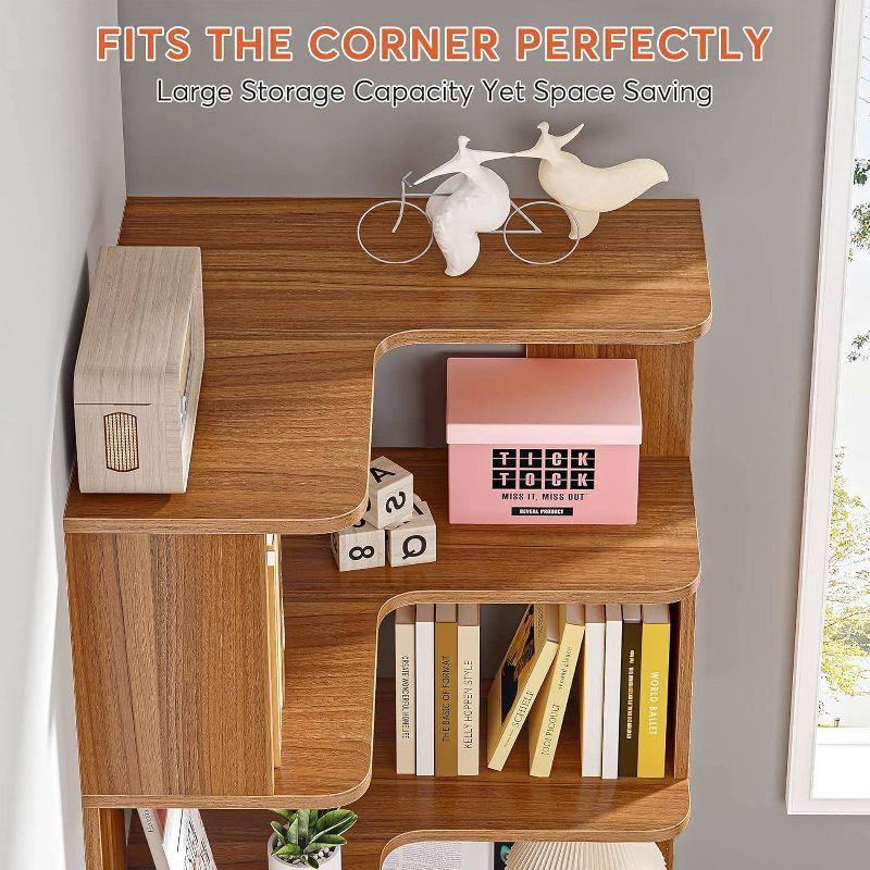 LITTLE TREE 64.96" 6 Tier Corner Bookshelf Walnut