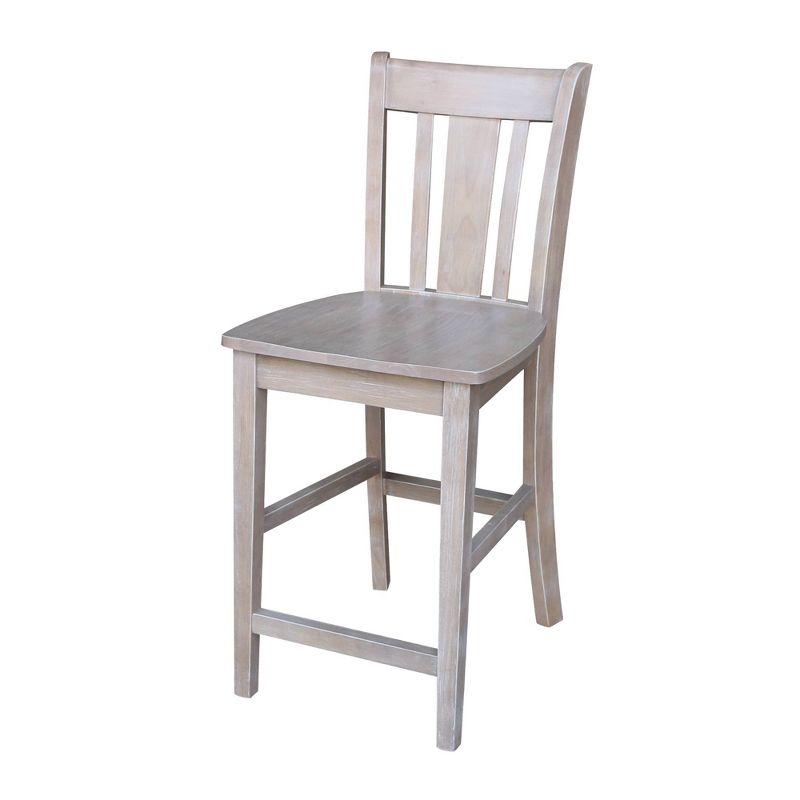 San Remo Washed Gray Taupe Solid Wood Counterheight Stool - 24" Seat