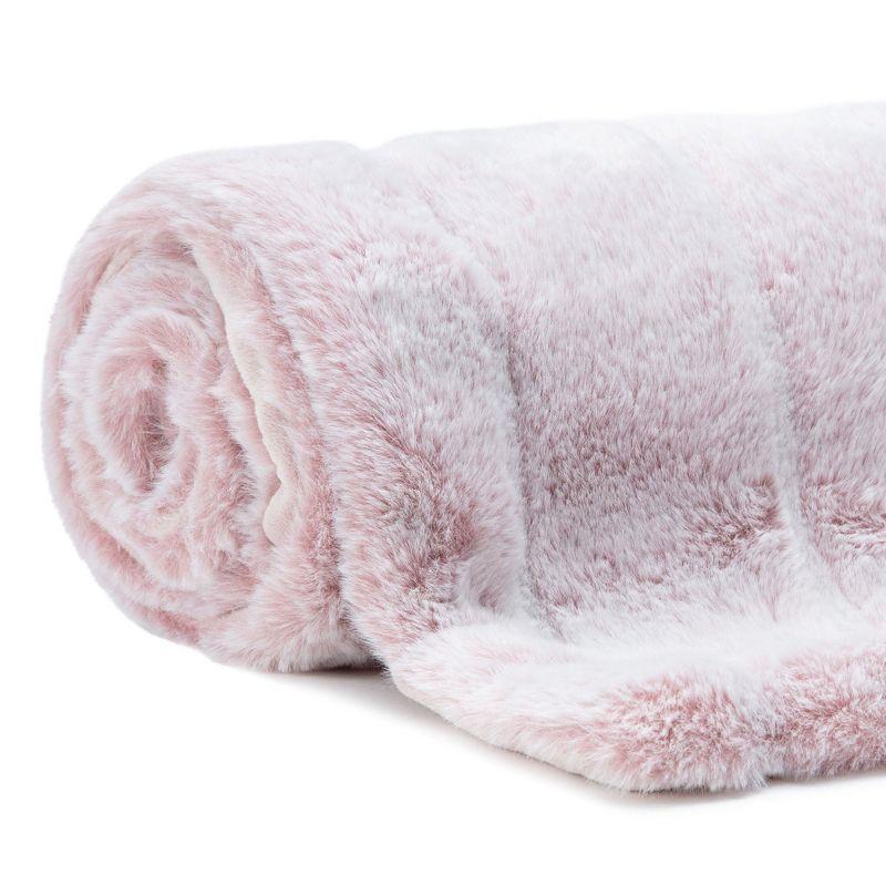 Chanasya Frost Tip Fur Throw Blanket - Reversible Mink Blanket (50x65 Inches) Rose