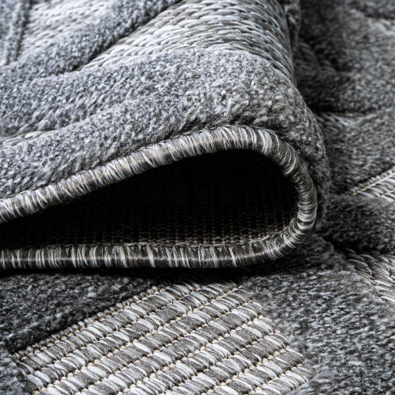 5 X 8 Talaia Neutral Geometric Indoor/Outdoor Area Rug, Dark Gray - JONATHAN Y