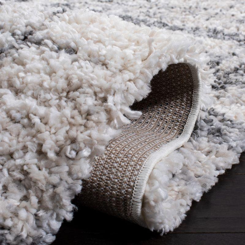 Ivory Square Plush Shag 5'3" Synthetic Area Rug