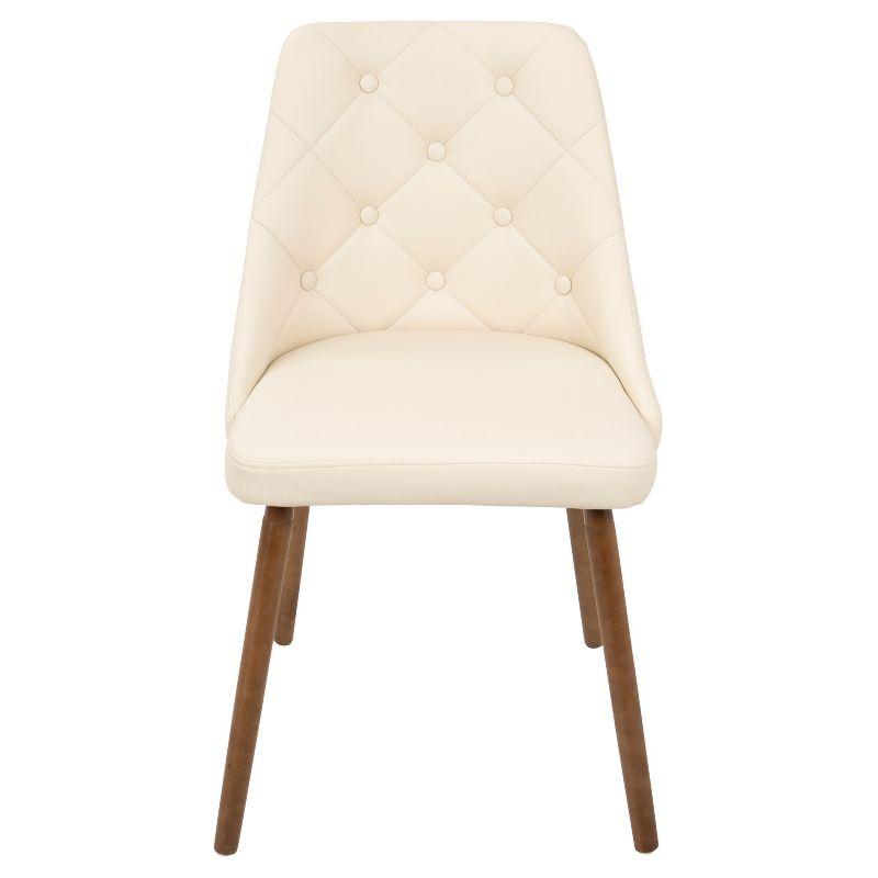 Giovanni Mid Century Modern Dining Chair Cream - Lumisource: Upholstered, Walnut Finish, Faux Leather