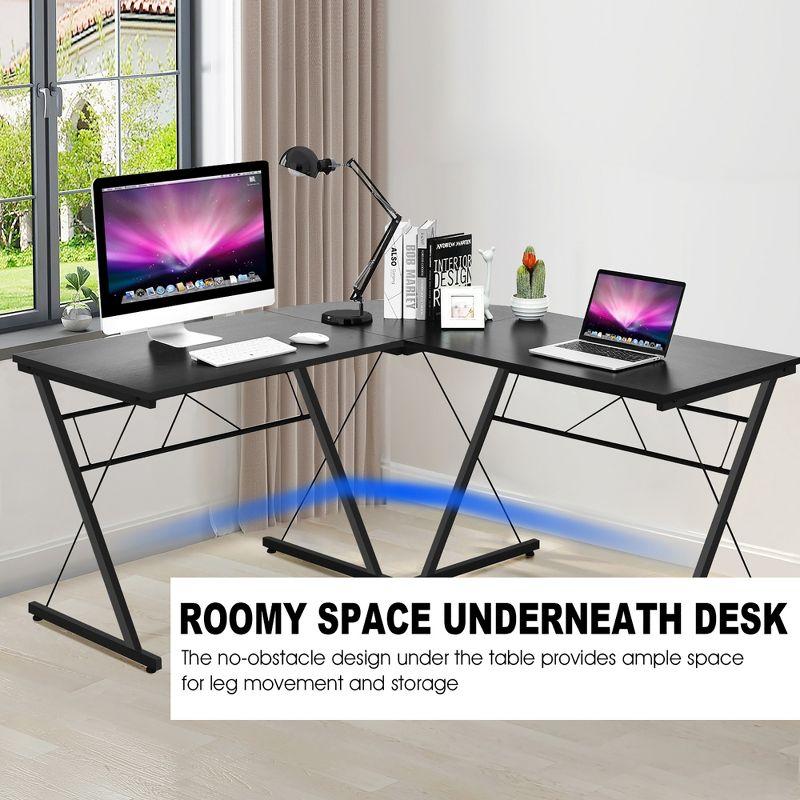 Costway 59'' L-Shaped Computer Table Study Workstation   Home Office Black