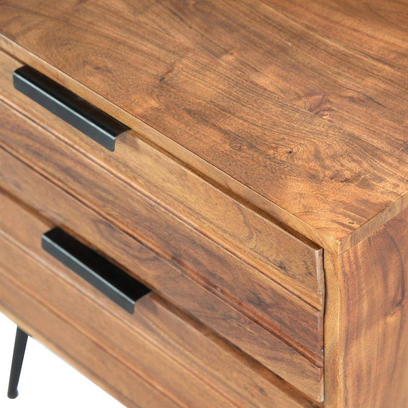 The Urban Port 2 Drawer Wooden Nightstand with Metal Angled Legs Brown/Black