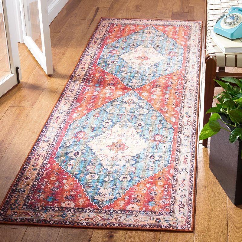 Tucson 30" Blue Synthetic Washable Non-slip Runner Rug