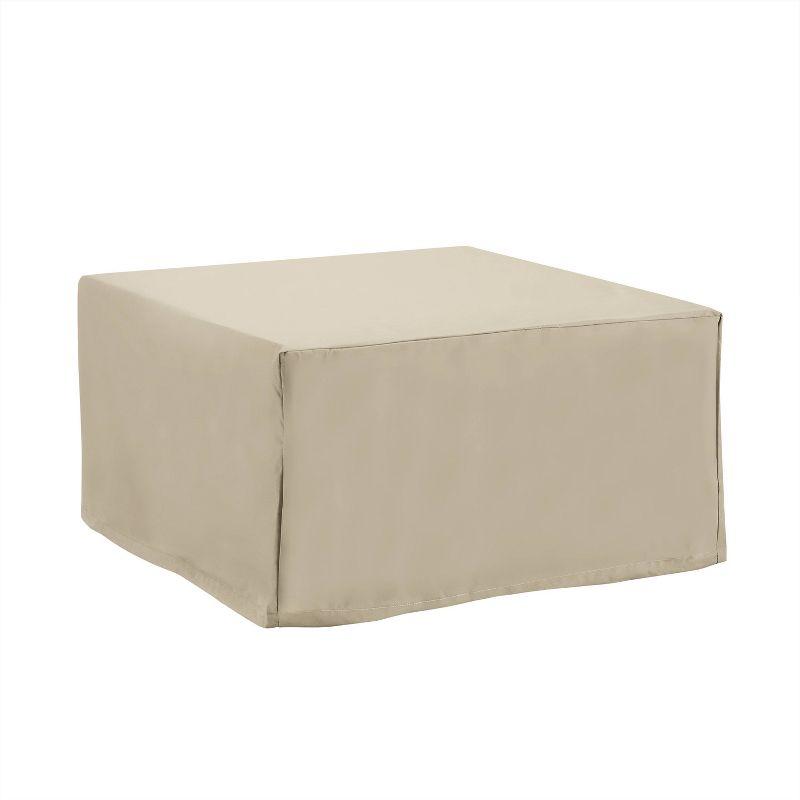 Outdoor Square Table & Ottoman Furniture Cover - Tan - Crosley: Heavy Gauge Vinyl, Waterproof