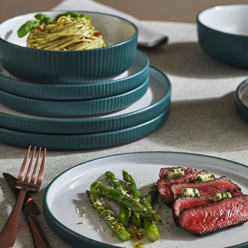 Green Ceramic Coastal 12-Piece Dinnerware Set, Service for 4