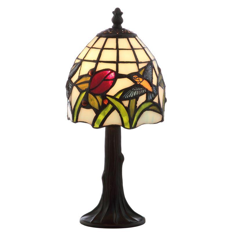 JONATHAN Y Hummingbird Tiffany-Style 12" LED Table Lamp, Bronze