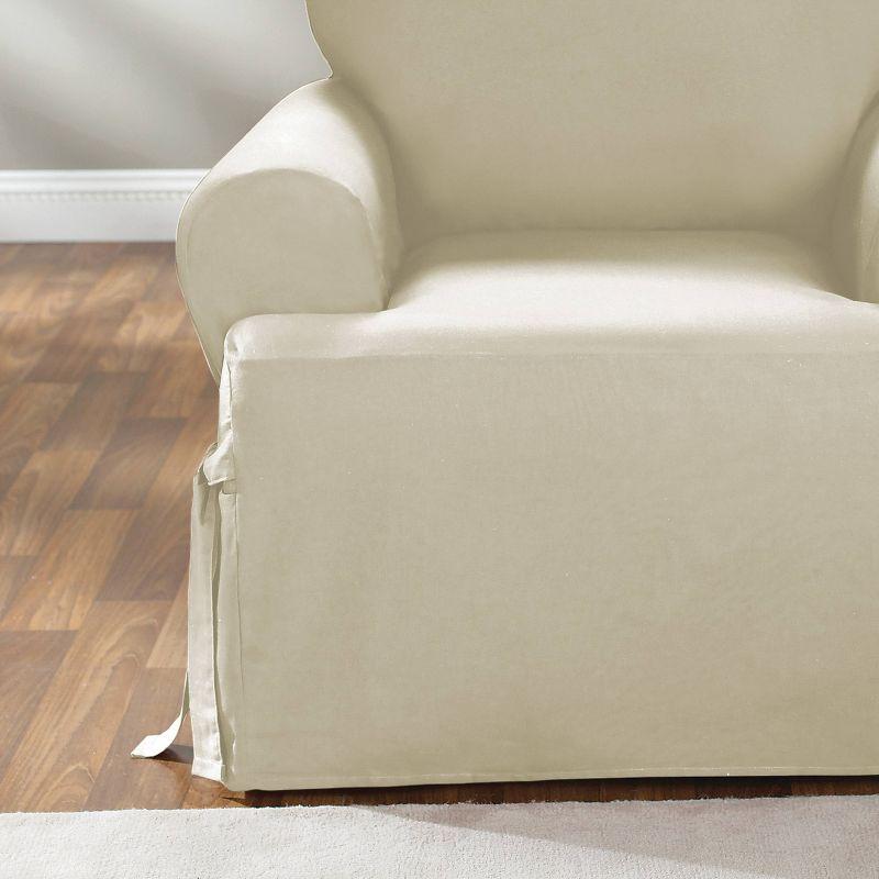 Elegant Natural Cotton T-Cushion Armchair Slipcover