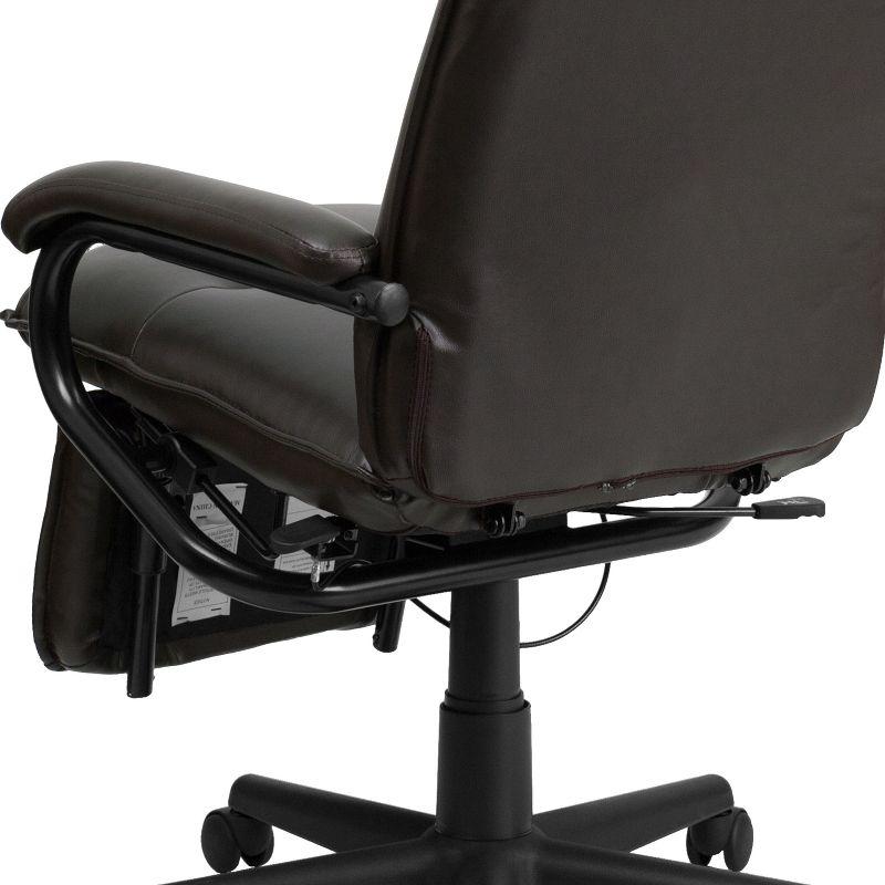 Flash Furniture High Back Brown LeatherSoft Executive Reclining Ergonomic Swivel Office Chair with Arms