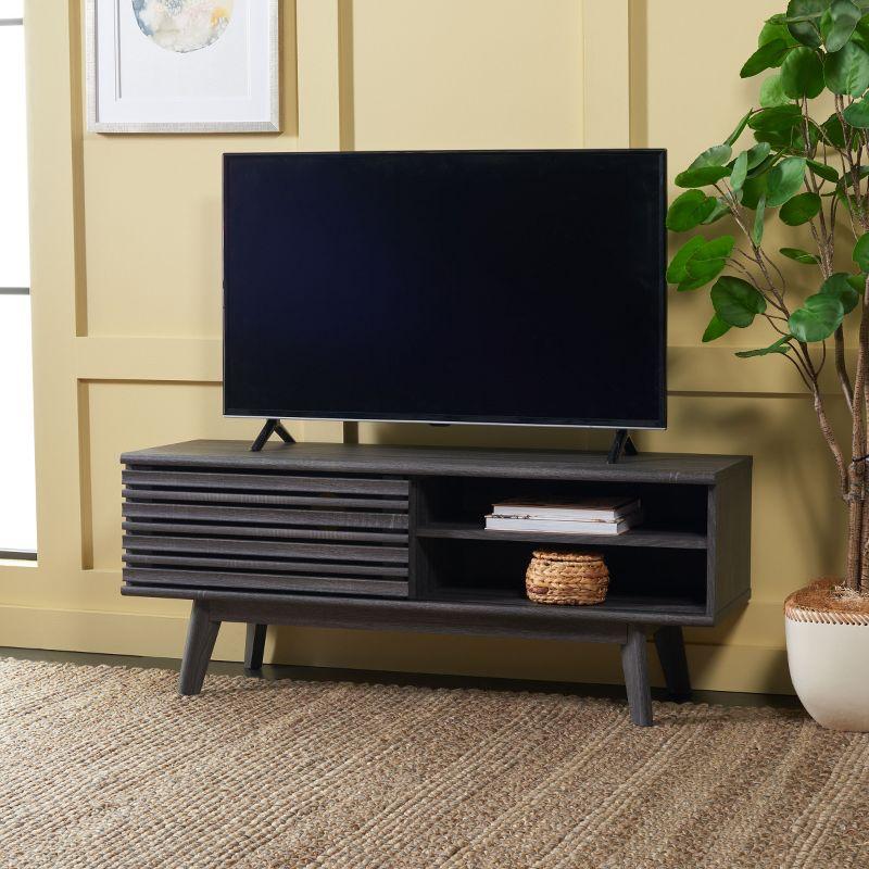 Aurelio 1 Door 2 Shelf Media Stand - MED9600 - Distressed Black - Safavieh