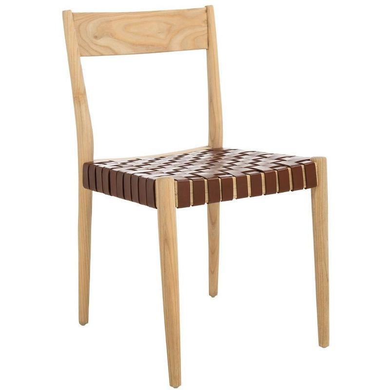 Eluned Leather Dining Chair (Set Of 2) - Cognac/Natural - Safavieh