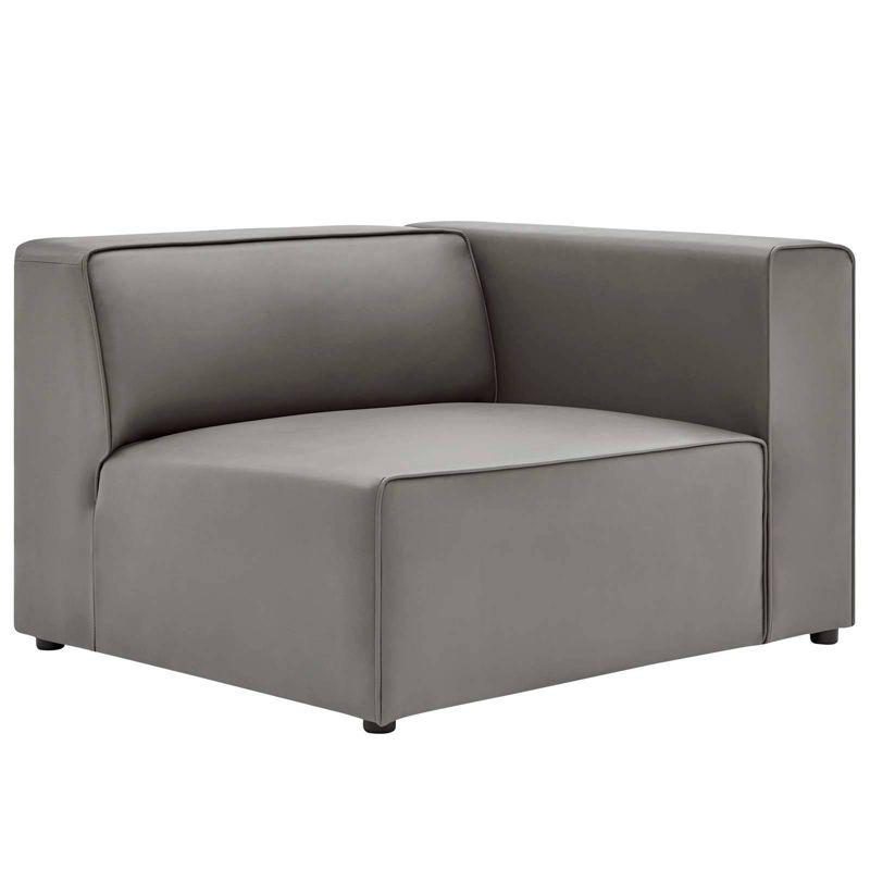 Mingle Vegan Leather Right Armchair Gray - Modway: Contemporary Modular Lounge Furniture, No Assembly Required
