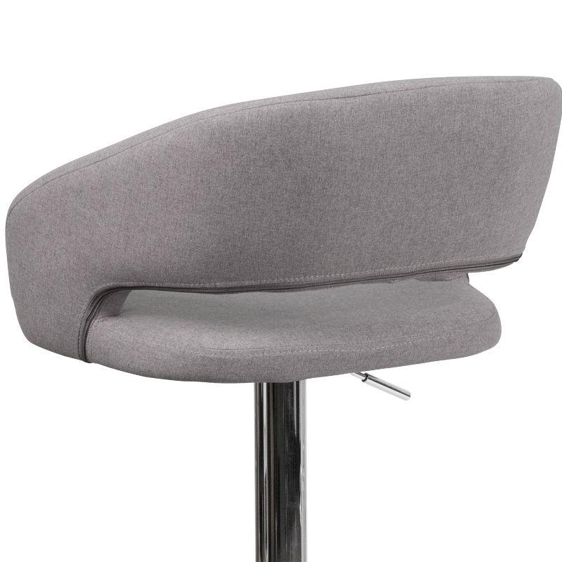 Erik Contemporary Gray Fabric Swivel Barstool with Adjustable Height and Chrome Base