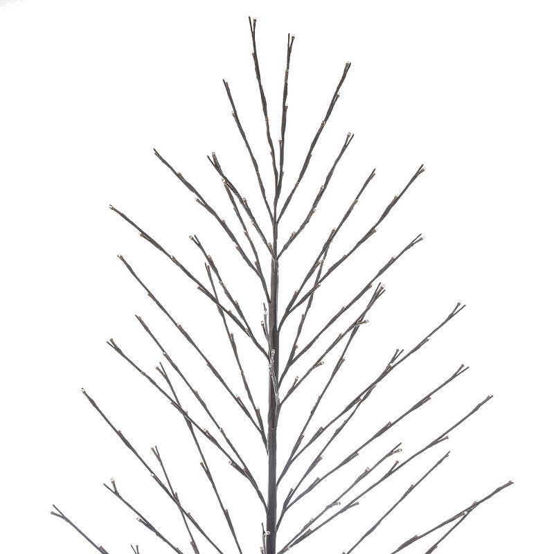 LuxenHome Lighted LED 5.9Ft Brown Birch Twig Tree Decoration, Artificial Birch Tree with Metal Base