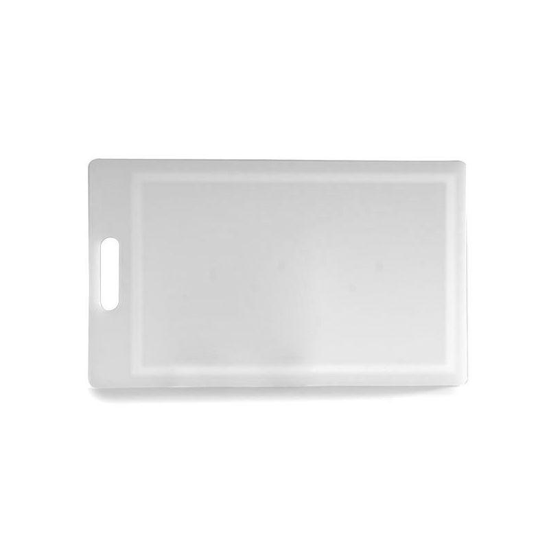 White Rectangular Plastic Cutting Board with Handle, 14.5 x 8.5 Inch