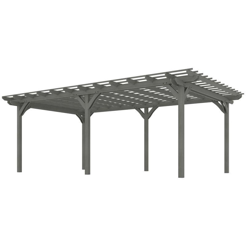 Outsunny 12' x 20' Wooden Pergola Grape Trellis, Outdoor Gazebo for Garden, Patio, Backyard, Deck, Gray