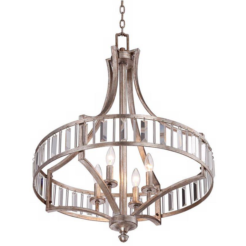 Vienna Full Spectrum Soft Silver Chandelier 24" Wide Crystal Glass 4-Light Fixture for Dining Room House Kitchen Bedroom