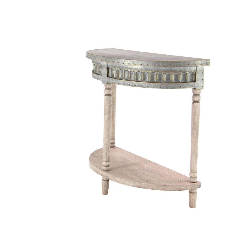 Traditional Half Round Side Table Beige - Olivia & May: Sturdy Iron Entryway Console with Shelf