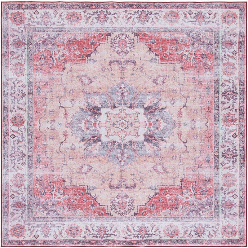 Tucson TSN163 Power Loomed Machine Washable Area Rug - Rust/Beige - 6'x6' - Safavieh.