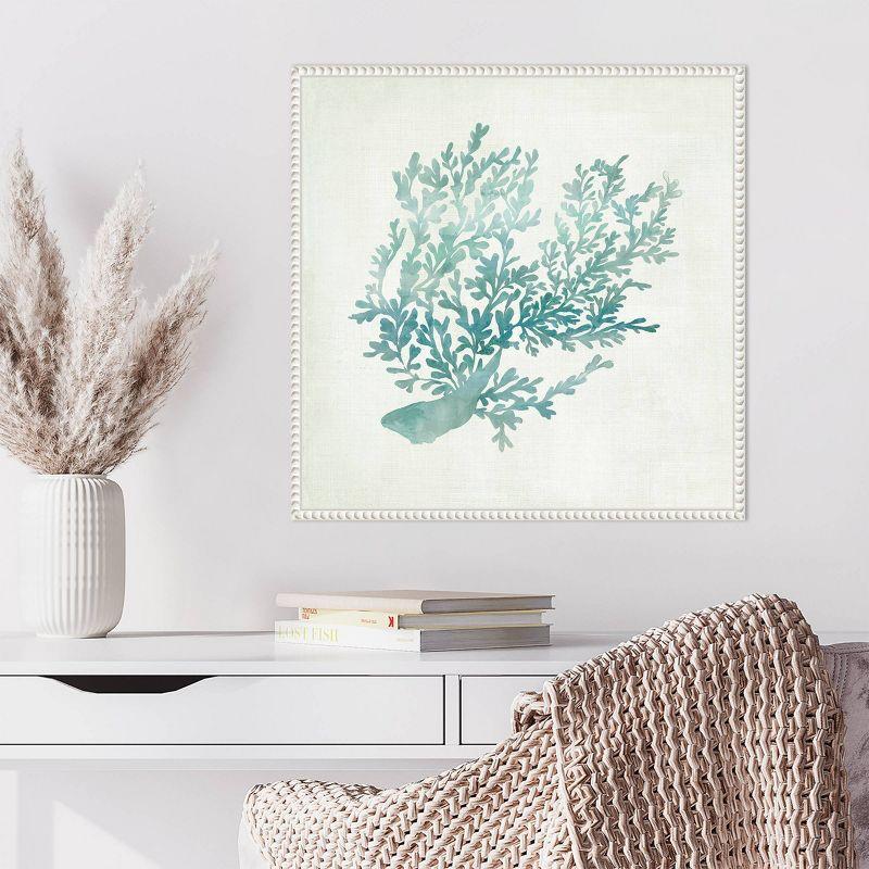 Azure Coral II Teal and White Canvas Wall Art with Floater Frame