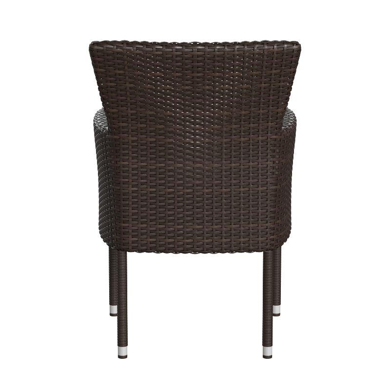 Flash Furniture Maxim Modern Espresso Wicker Patio Armchairs for Deck or Backyard, Fade and Weather-Resistant Frames and Cream Cushions-Set of 2