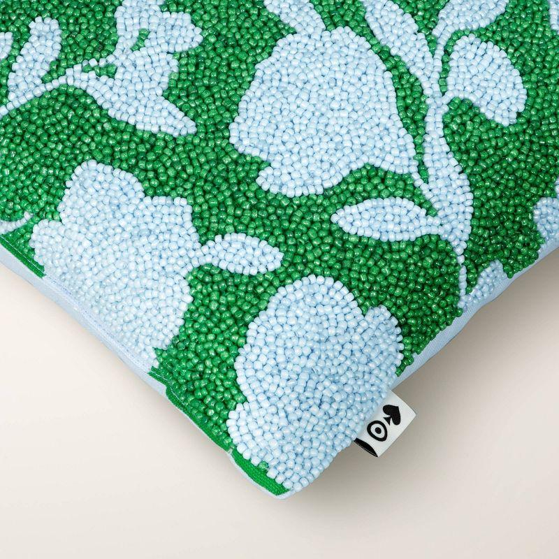 12"x12" Beaded Classic Rose Square Throw Pillow Green/Blue - kate spade new york x Target