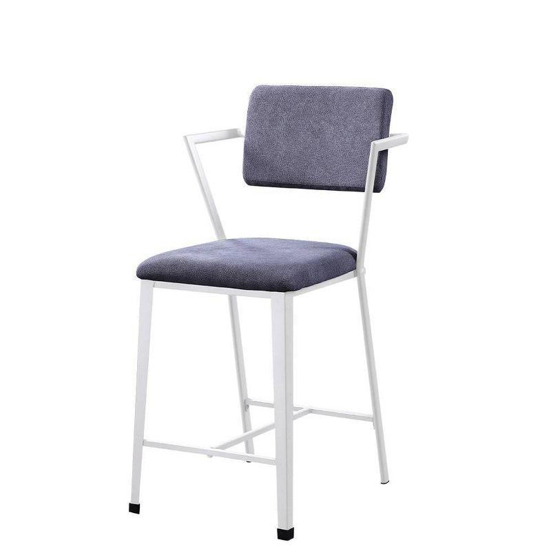 Cargo 24" Counter Height Barstool Gray Fabric and White - Acme Furniture: Cotton Upholstery, Metal Frame, Adjustable Height