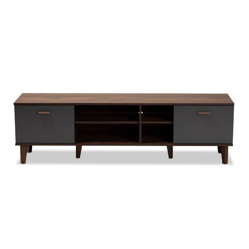 Moina Two-Tone Wood TV Stand for TVs up to 70" Walnut/Gray - Baxton Studio
