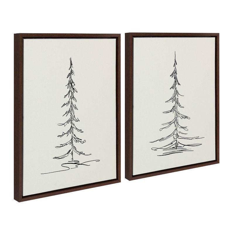 (Set of 2) 18" x 24" Sylvie Minimalist Evergreen Trees Sketch Framed Canvas Set Brown - Kate & Laurel All Things Decor: Modern Wall Decor