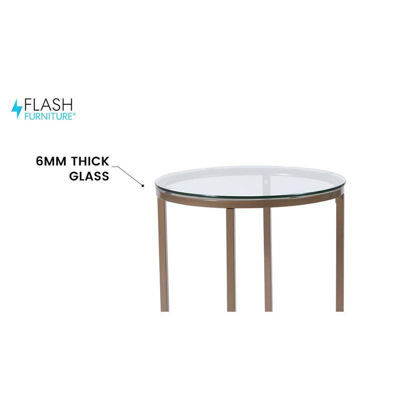 Flash Furniture Greenwich Collection End Table - Modern Clear Glass Accent Table with Crisscross Matte Black Frame