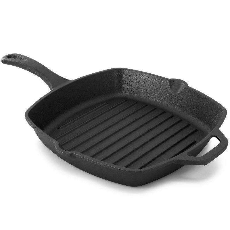 MegaChef 10.4 Inch Pre-Seasoned Cast Iron Griddle with Tempered Glass Lid