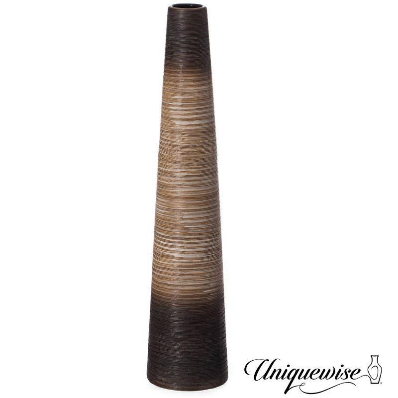 31-Inch Tall Handcrafted Brown Ceramic Cylinder Floor Vase