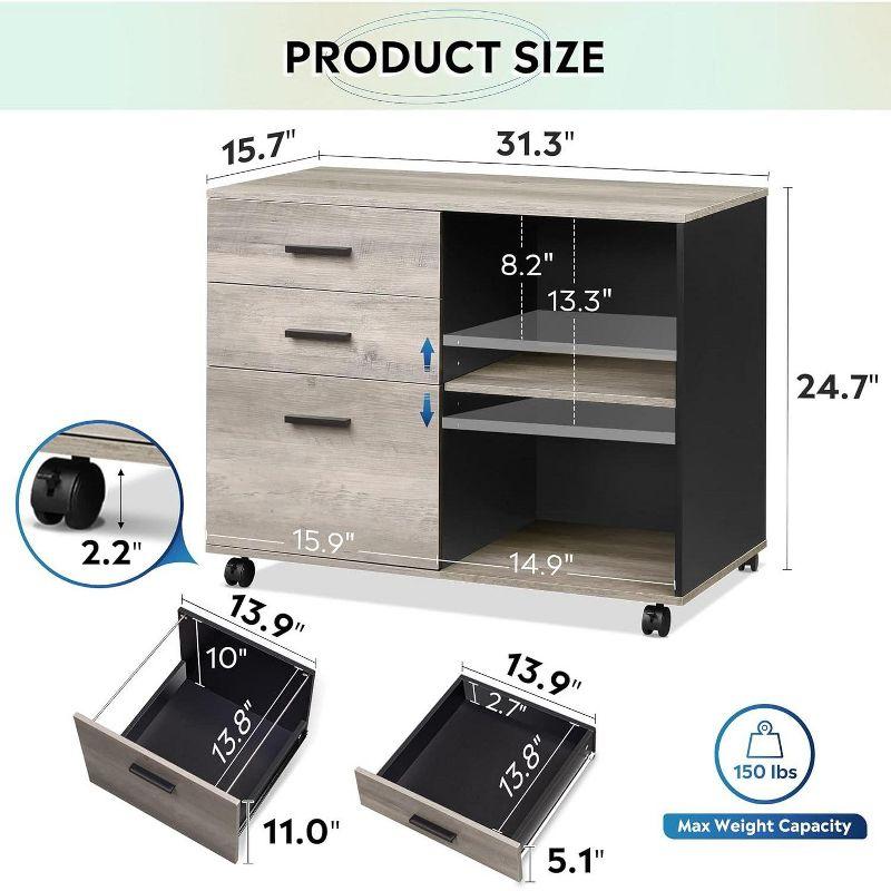 24.7" H x 31.3" W Printer Stand with Wheels