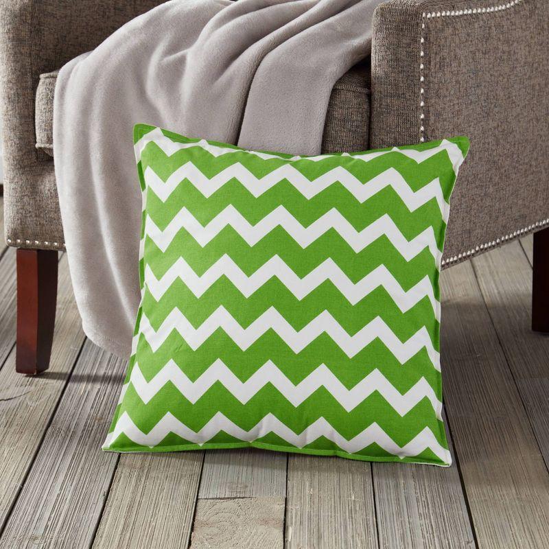 Kensington Garden 20"x20" Oversize Chevron Cotton Canvas Square Throw Pillow: Indoor, Zipper Closure, Removable Cover