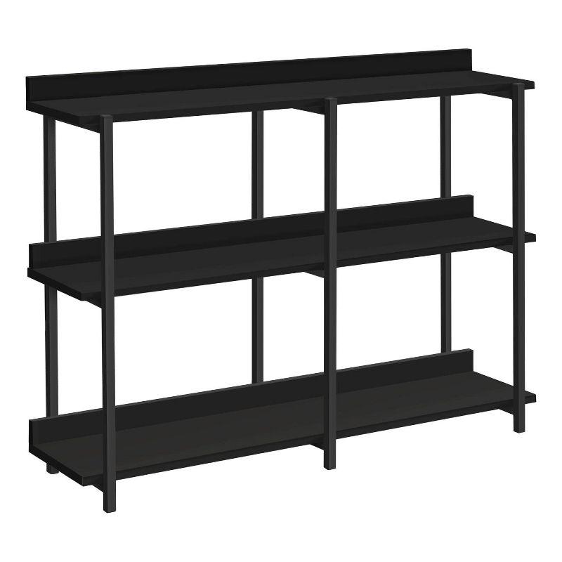 Black Metal and Wood Rectangular Console Table with Storage