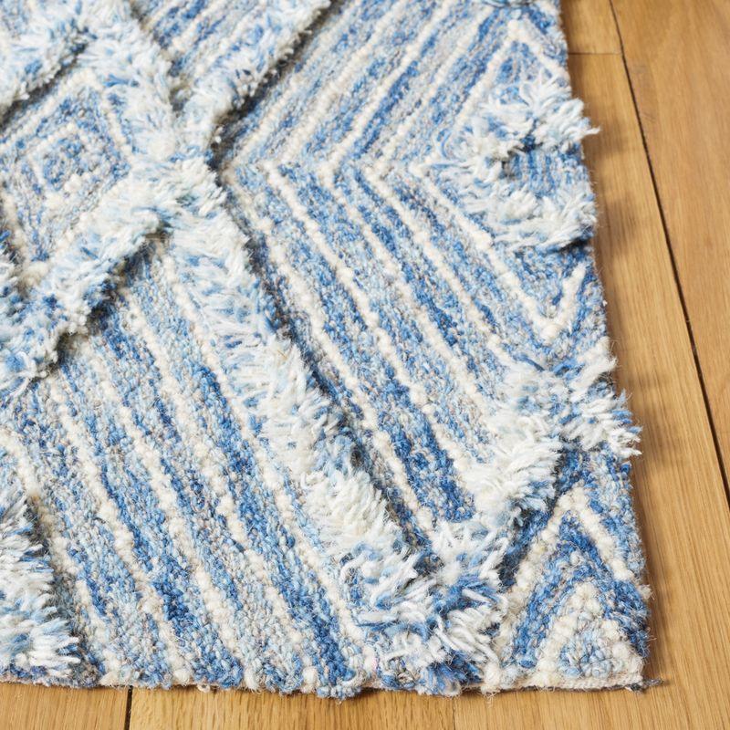 Hand-Knotted Serenity Blue Wool Area Rug - 59"x7"