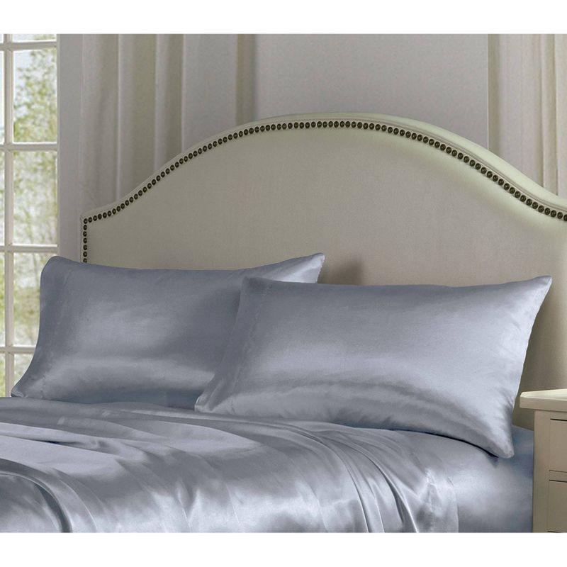 Queen Satin Sheet Set Silver - Belles & Whistles