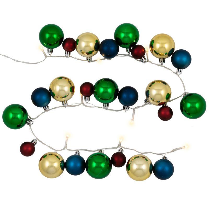 Northlight Ornament String Light Christmas Garland - LED Warm White  - 3' - 10ct - Green