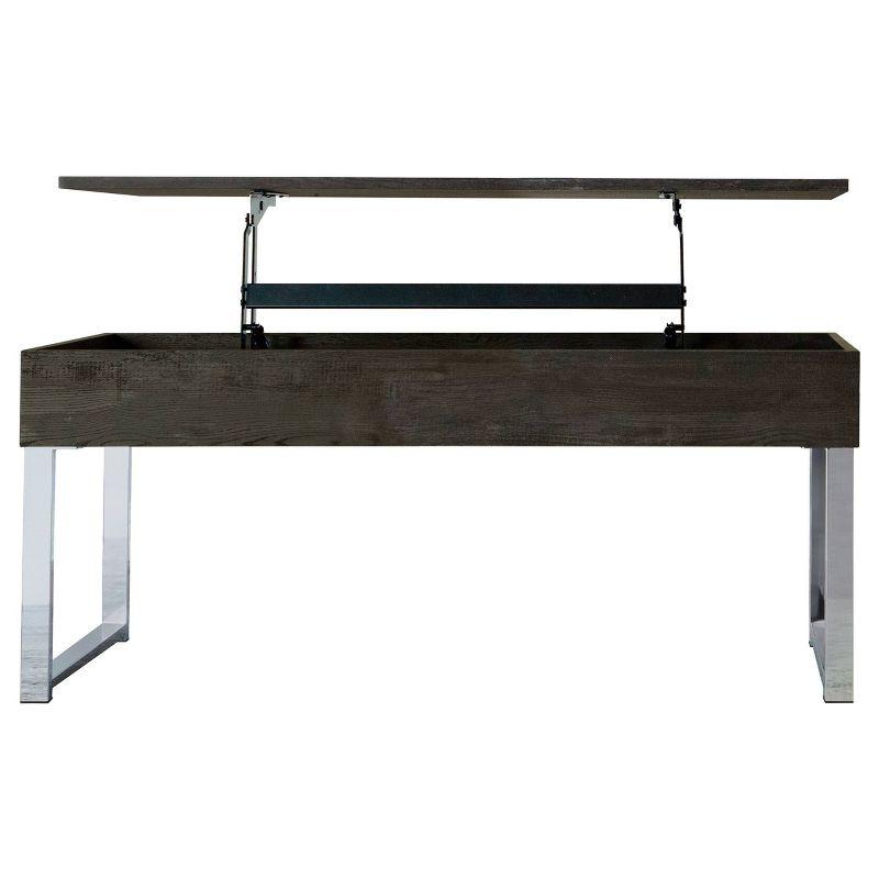 Gray Rectangular Wood and Metal Lift-Top Coffee Table