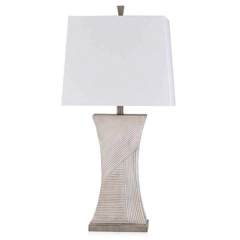 Asher 26'' Off-White and Espresso Embossed Resin Table Lamp