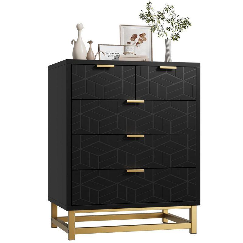 5 Drawer Dresser for Bedroom, Chest of Drawers with Metal Base