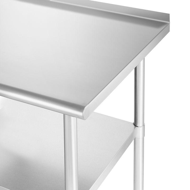 72" L Stainless Steel Work Table with Undershelf and Backsplash